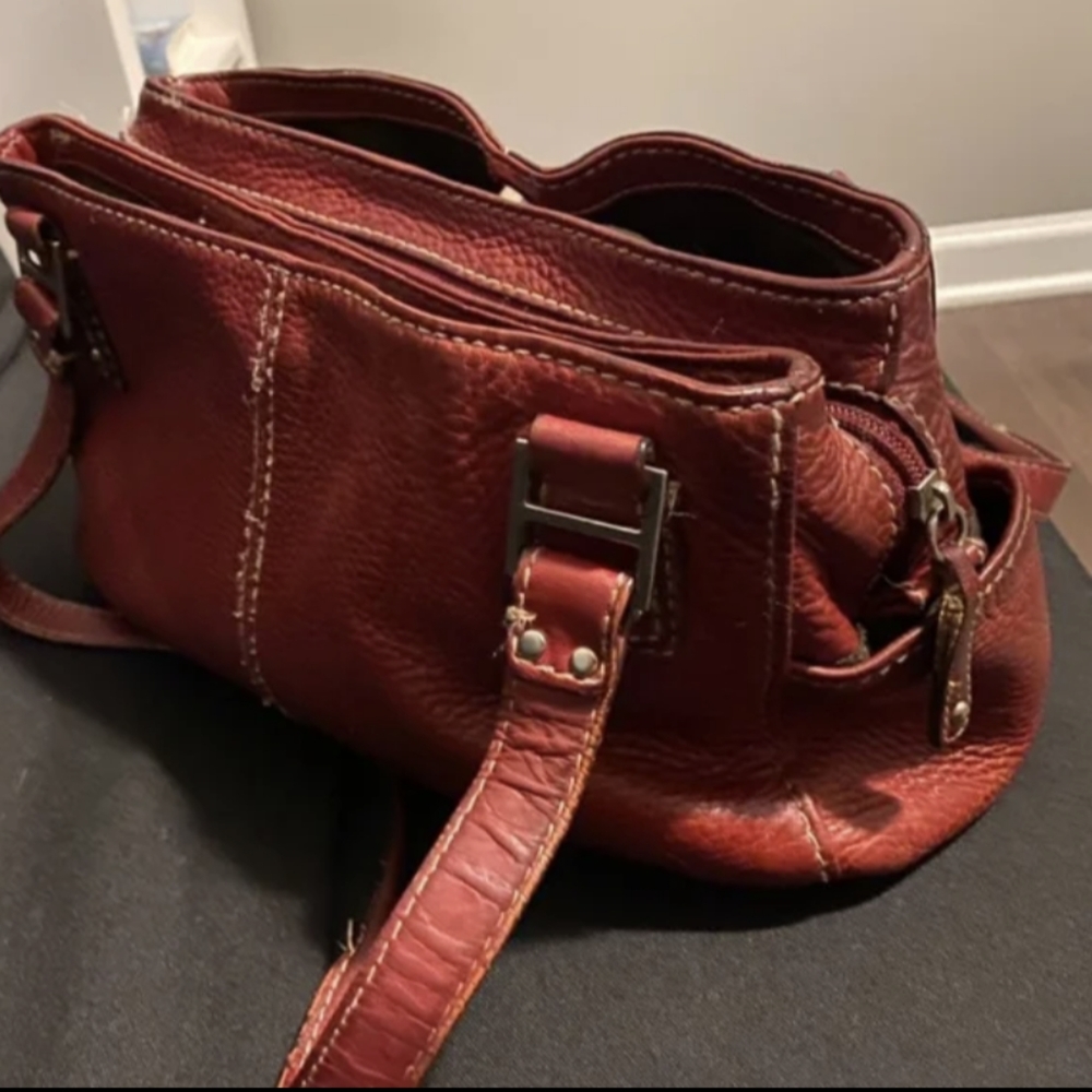 Red Fossil Satchel